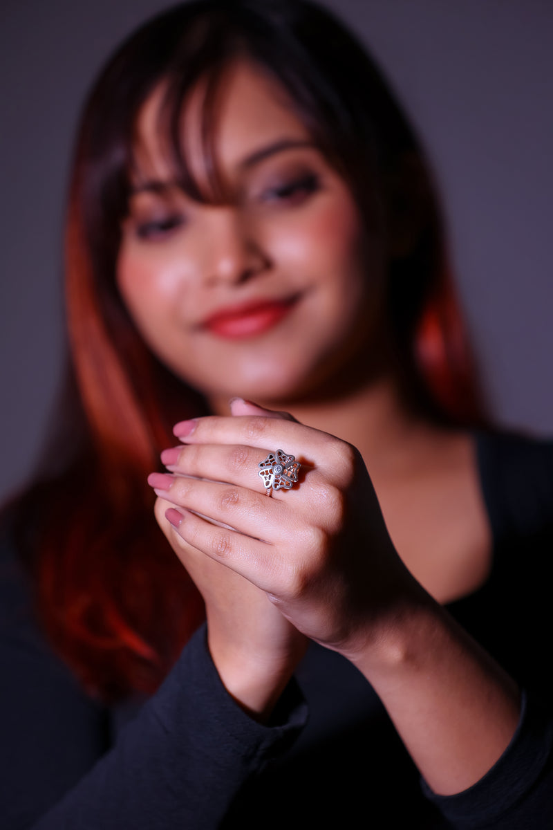 Silver Curved Heart Ring