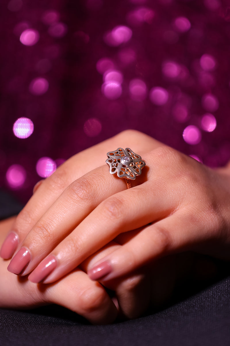 Silver Curved Heart Ring