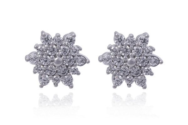 Diamond Blossom Silver Studs
