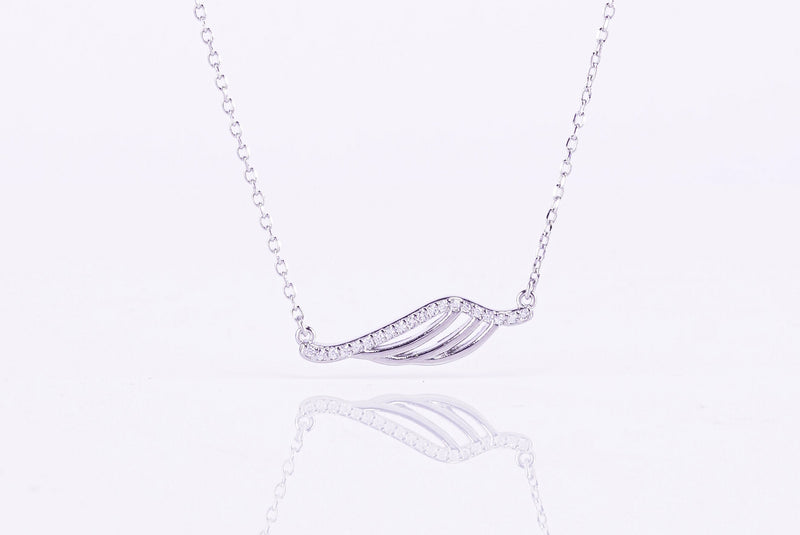 Sterling Silver Cubic Zirconia Wing Pendant