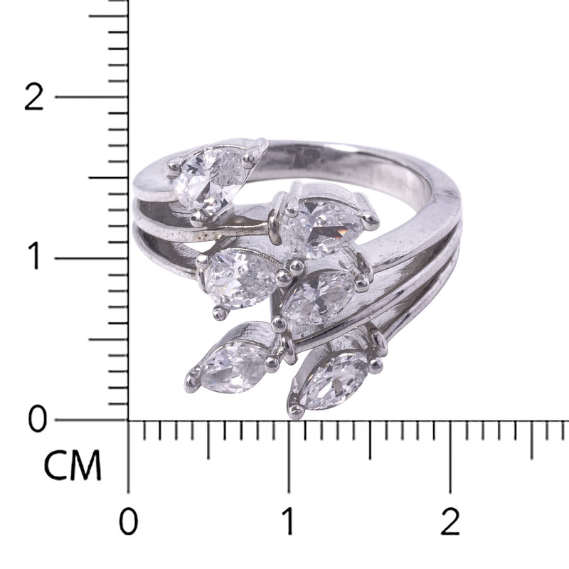 Zircon Fronds Silver Ring