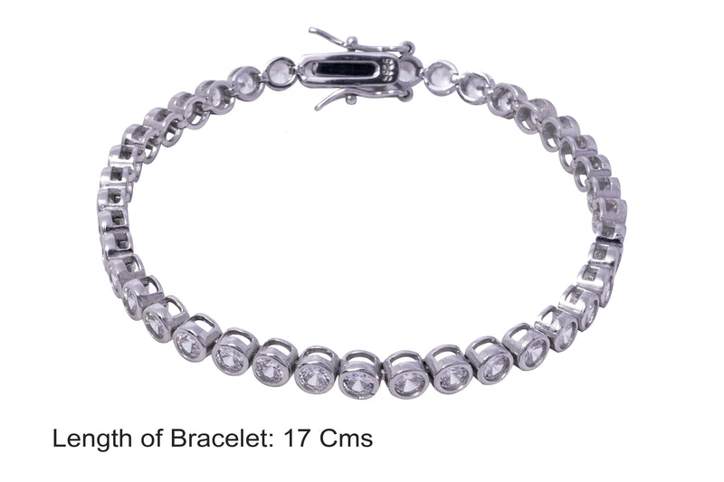 925 Silver Tennis Bracelet, Round Cut