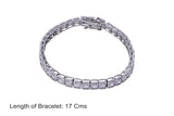 925 Silver Tennis Bracelet, Square Cut, Zirconia Stone