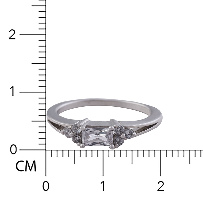 Shiny Zircon Studded Silver Ring