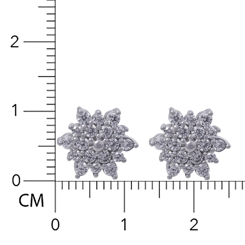 Diamond Blossom Silver Studs